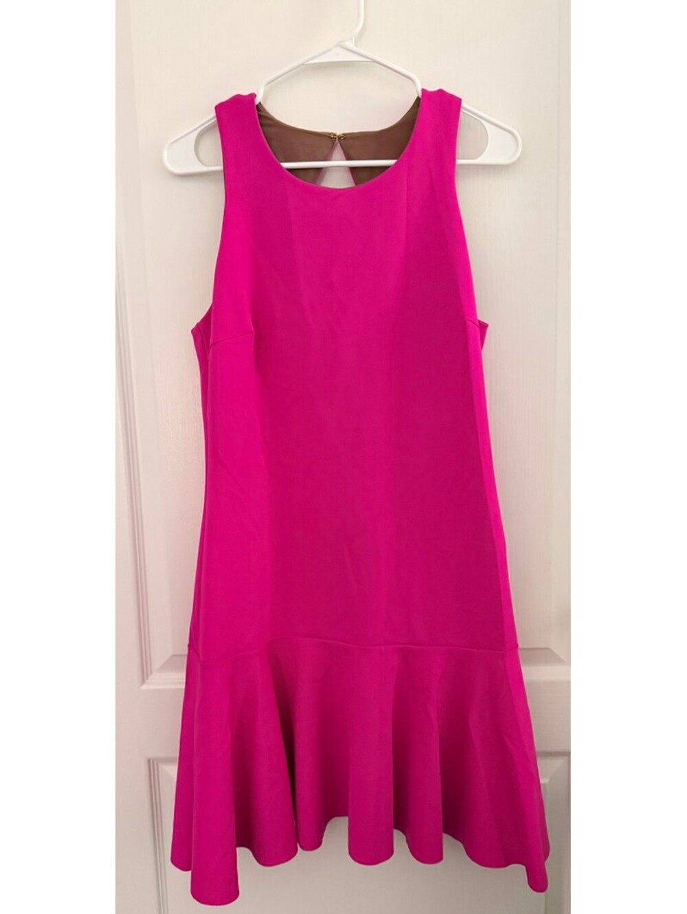 Trina Turk Hot Pink Drop Waist Ruffle Dress Size 12 NWT